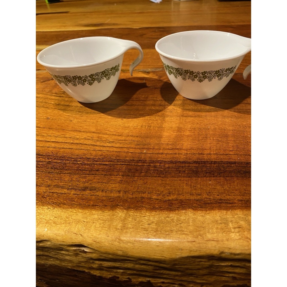 Set Of 2 Corelle Tea Coffee Cup Spring Blossom‎ Green Crazy Daisy Hook Handle